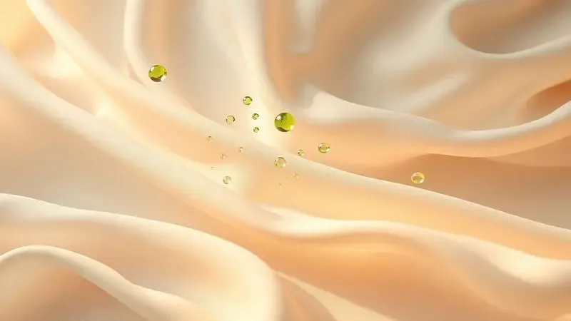 Renderização 3D de camadas de conforto de um colchão com elementos orgânicos sugerindo frescor e suavidade.