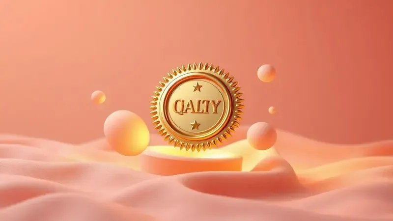 Selo dourado conceitual flutuando sobre uma superfície macia representando a qualidade e confiança da marca Gazin.