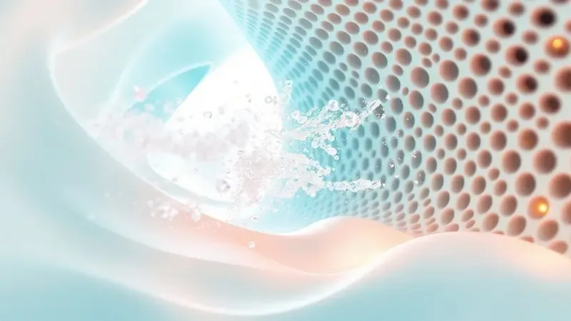 Ilustração 3D conceitual mostrando a circulação de ar e respirabilidade em camadas de espuma viscoelástica.