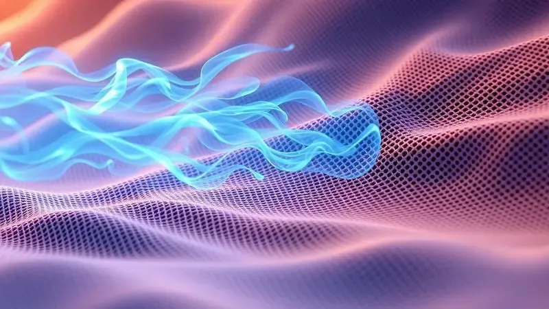 Ilustração conceitual de fluxo de ar e frescor através de materiais respiráveis de um colchão.