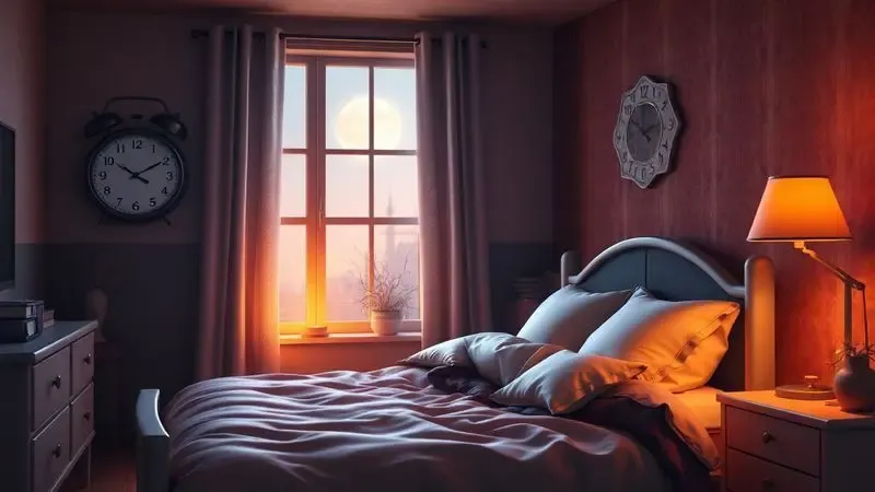 Ambiente de quarto aconchegante renderizado em 3D simbolizando uma rotina de sono saudável e tranquila.