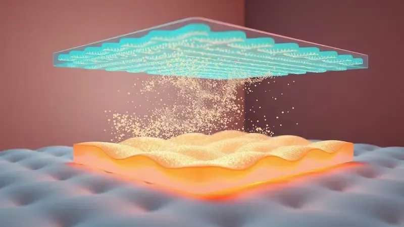 Ilustração conceitual 3D mostrando o fluxo de ar e o sistema de alívio de pressão de um colchão hospitalar.