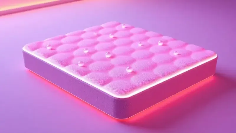 Representação gráfica 3D de ondas de ar simbolizando o sistema de pressão alternada em colchões de ar tecnológicos.