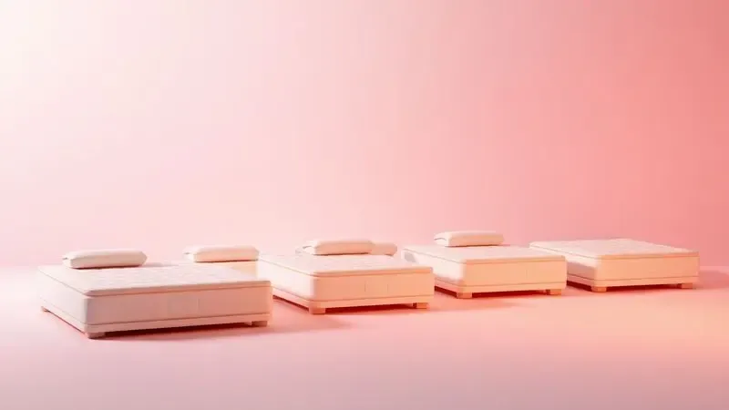 Gráfico conceitual em 3D mostrando os diferentes tamanhos de colchões disponíveis no mercado para comparação.
