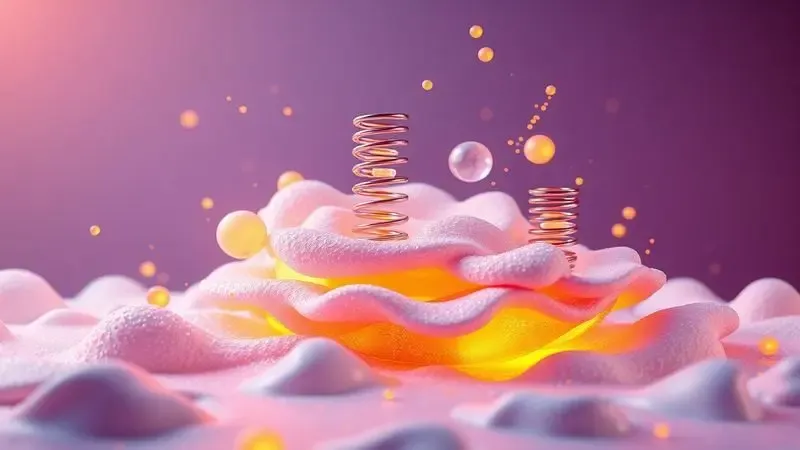 Camadas internas de um colchão tecnológico em renderização 3D colorida.