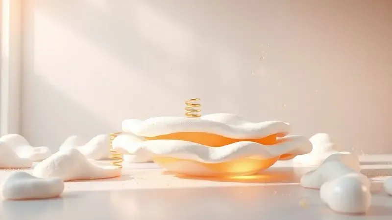Representação conceitual em 3D de tecnologia de sono e camadas de conforto para colchões de alta qualidade.