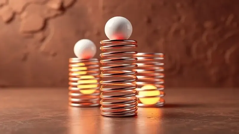 Representação conceitual 3D de molas ensacadas individuais com iluminação quente e texturas ricas.