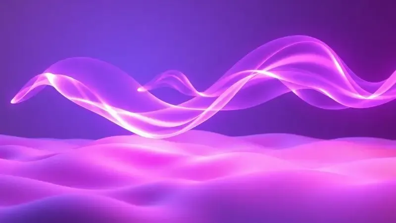 Representação artística de ondas de energia e frescor sobre uma superfície macia, simbolizando tecnologia de sono.