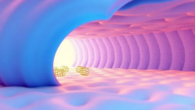Ilustração conceitual 3D das molas e camadas internas de espuma de um colchão de alta qualidade.