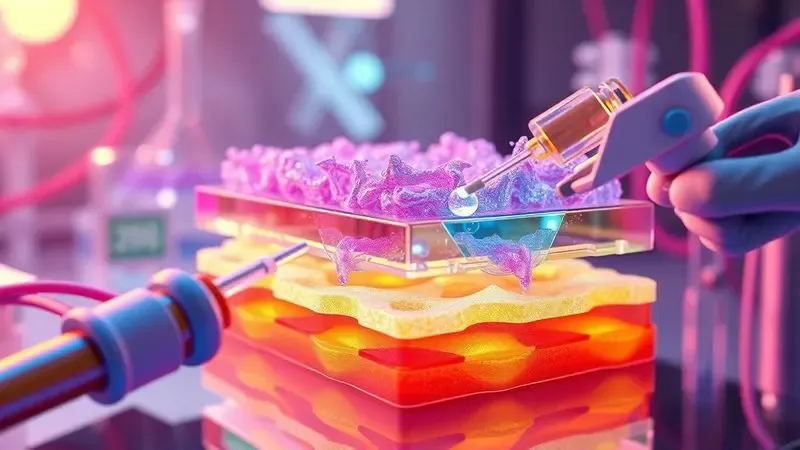 Representação 3D de testes de qualidade e densidade de espuma de colchão em ambiente de laboratório.