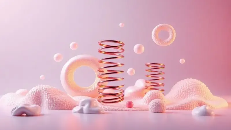 Ilustração 3D abstrata comparando diferentes tipos de materiais de colchão para armazenamento correto.