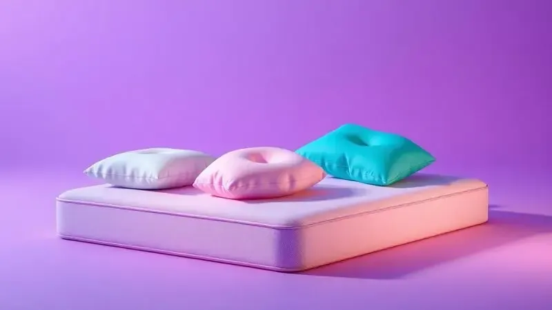 Representação conceitual 3D de diferentes tipos de conforto e firmeza para variados perfis de sono.