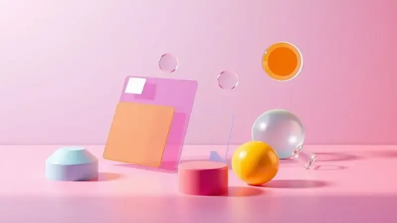 Composição 3D de adesivos coloridos e remendos conceituais para reparo de superfícies de vinil.