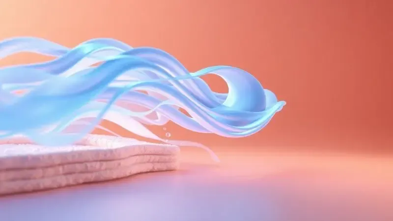 Ilustração 3D conceitual mostrando a ventilação e fluxo de ar em materiais de colchão.